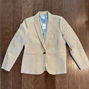 J Factory Houndstooth Blazer. Tan/White. Size 14